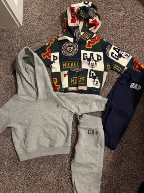 GAP Multi-Color Mickey Patchwork Hoodie with Grey and Navy GAP Sweat Set